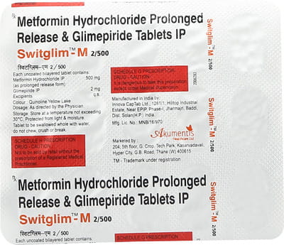 Switglim M 2mg/500mg Strip Of 15 Tablets