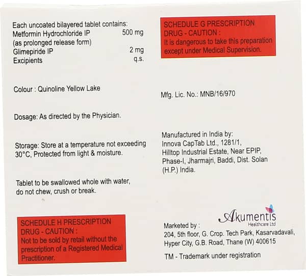 Switglim M 2mg/500mg Strip Of 15 Tablets