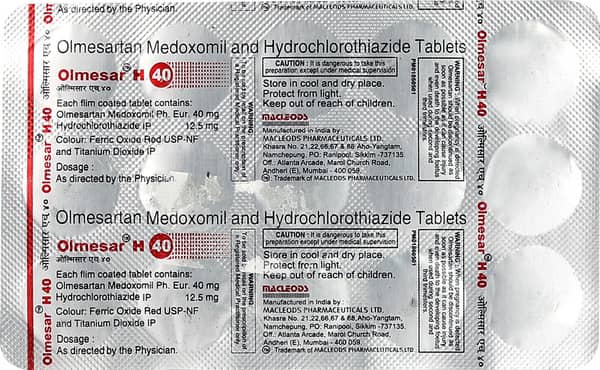 ओल्मेसर एच 40एमजी की स्ट्रिप 15 टैबलेट्स