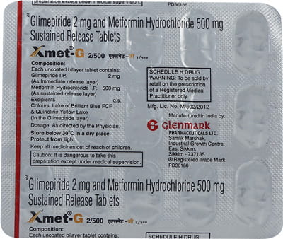 Xmet G 2mg/500mg Tablets 15'S