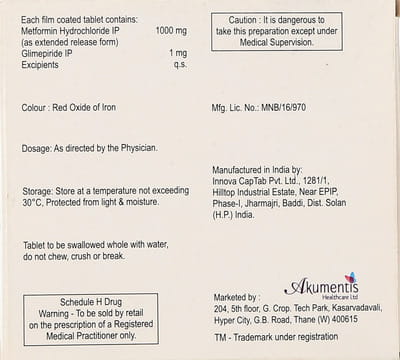 Switglim M 1/1000mg Strip Of 15 Tablets