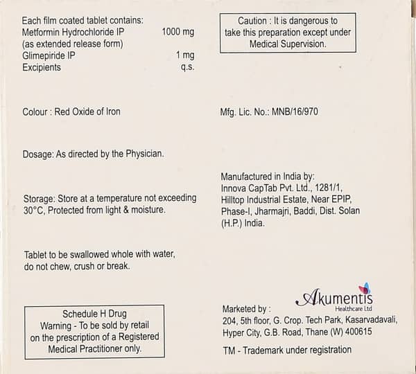 Switglim M 1/1000mg Strip Of 15 Tablets