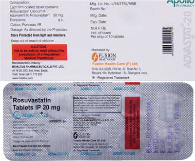 Advastat 20mg Strip Of 10 Tablets
