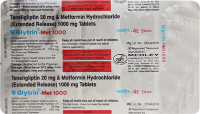 Glytrin Met 1000mg/20mg Strip Of 10 Tablets