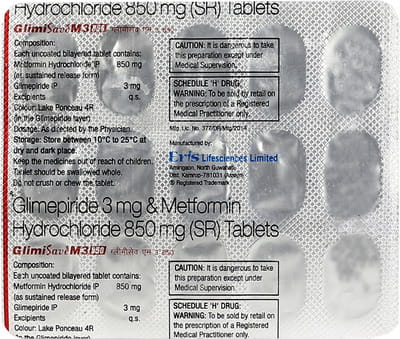 Glimisave M3 850 Strip Of 15 Tablets