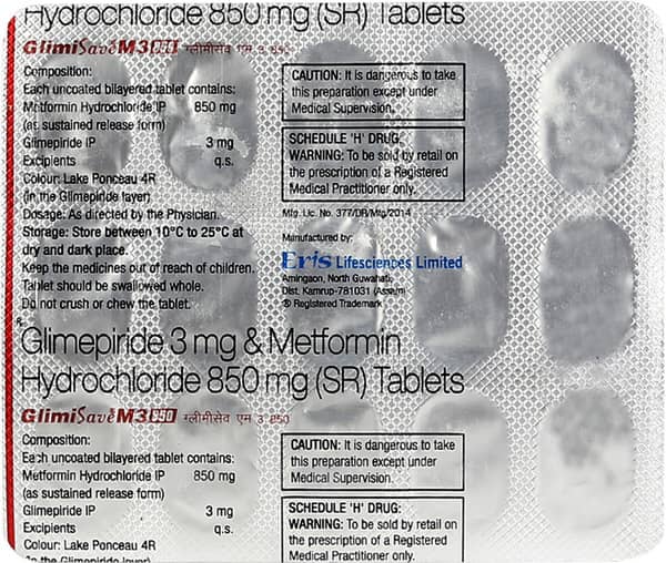 Glimisave M3 850mg Strip Of 15 Tablets