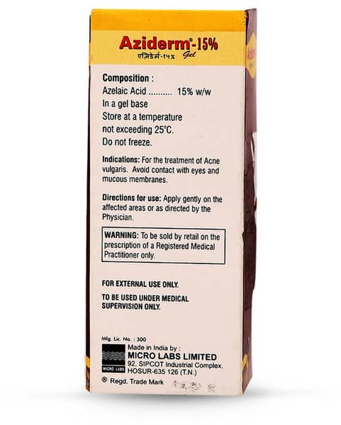 Aziderm 15% Tube Of 15gm Gel