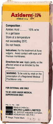 Aziderm 15% Tube Of 15gm Gel