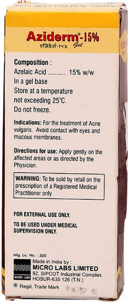 Aziderm 15% Tube Of 15gm Gel