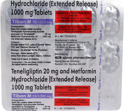 Tiban M 20/1000mg Strip Of 15 Tablets