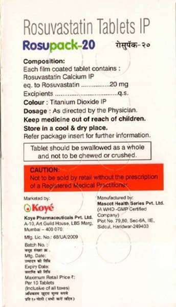 Rosupack 20mg Strip Of 10 Tablets