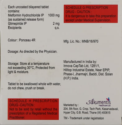 Switglim M 2/1000mg Strip Of 15 Tablets
