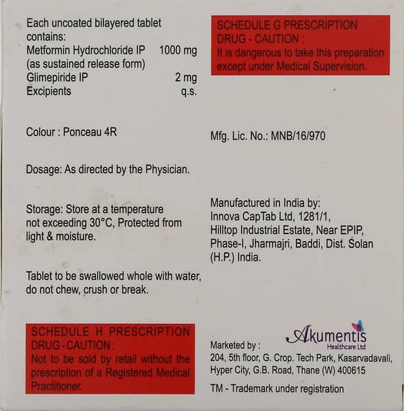 Switglim M 2/1000mg Strip Of 15 Tablets