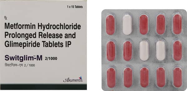 Switglim M 2/1000mg Strip Of 15 Tablets