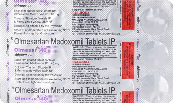 ओलमेसर 40एमजी की स्ट्रिप 15 टैबलेट्स