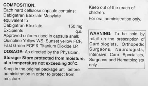 Dabigza 150mg Strip Of 10 Capsules