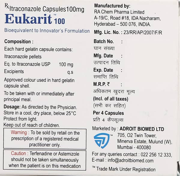 Eukarit 100mg Strip Of 4 Capsules