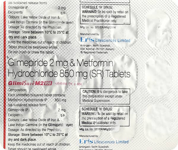 Glimisave M2 850Mg Strip Of 15 Tablets