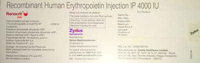 Renocrit 4000iu Pre Filled Syringe Of 0.4ml Injection