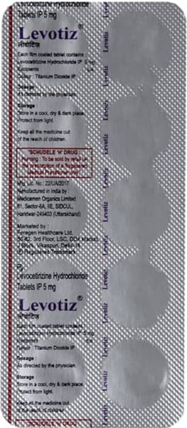 Levotiz 5mg Strip Of 10 Tablets