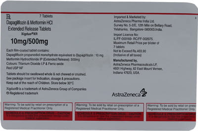 Xigduo Xr 10mg/500mg Strip Of 7 Tablets
