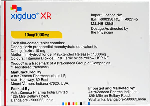 Xigduo Xr 10mg/1000mg Strip Of 7 Tablets