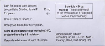 L Cetron 10mg Strip Of 10 Tablets