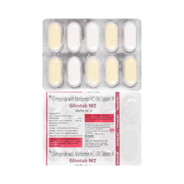 Glimtab M 2Mg Strip Of 10 Tablets