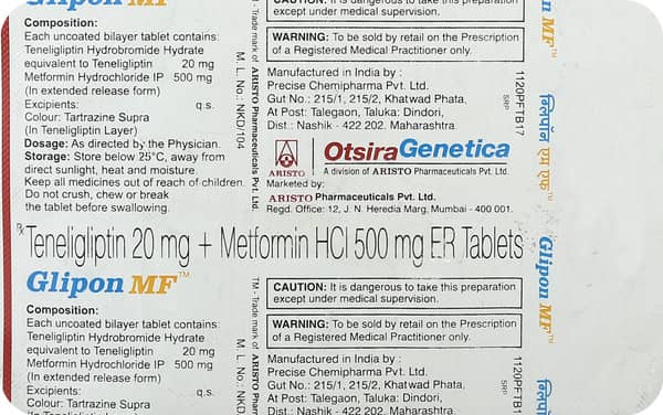 Glipon Mf 20/500 Mg Strip Of 10 Tablets
