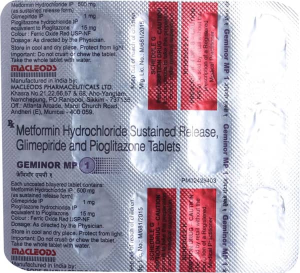 Geminor Mp 1/500/15mg Strip Of 15 Tablets