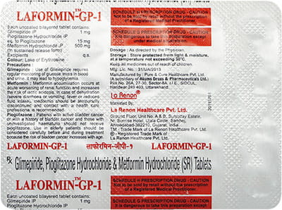 Laformin Gp 1/500/15 Mg Strip Of 10 Tablets