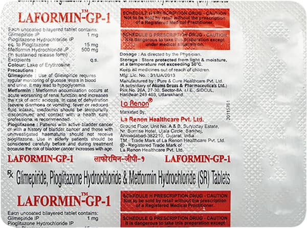 Laformin Gp 1/500/15 Mg Strip Of 10 Tablets
