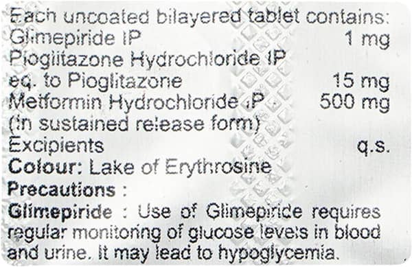 Laformin Gp 1/500/15 Mg Strip Of 10 Tablets