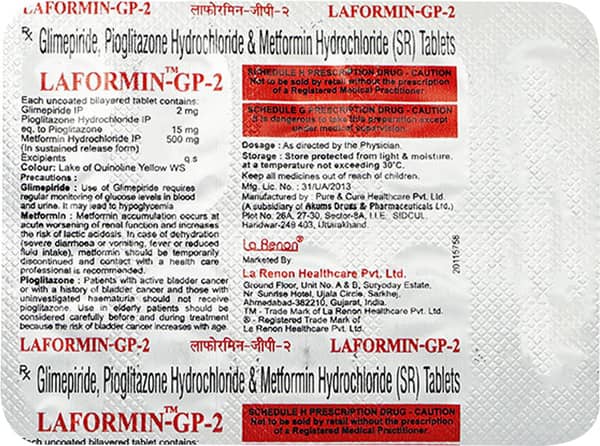 Laformin Gp 2/500/15 Mg Strip Of 10 Tablets