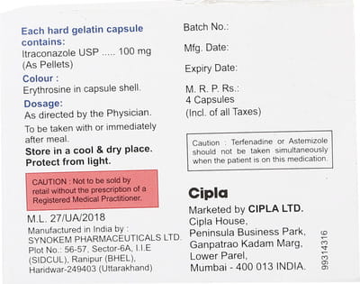 Itracip 100mg Strip Of 4 Capsules