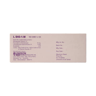 Ldio 1 M 10/5 Mg Strip Of 10 Tablets