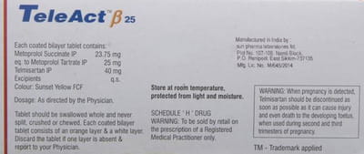 Teleact Beta 40/25 Mg Strip Of 10 Tablets