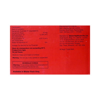 Genticyn 20mg Paediatric Vial Of 2ml Injection