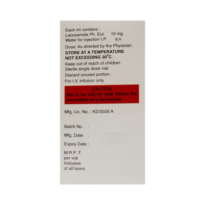 Lacosam 10mg Vial Of 20ml Injection