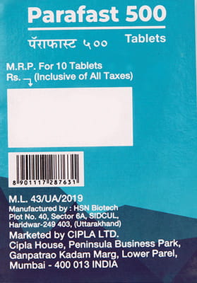 Parafast 500mg Strip Of 10 Tablets