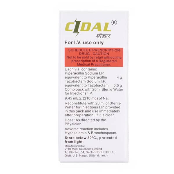 Cidal 4.5gm Dry Vial Of 1 Powder For Injection: Uses, Side Effects ...