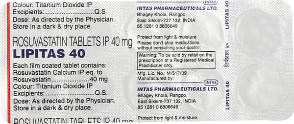 Lipitas 40 Mg Strip Of 10 Tablets