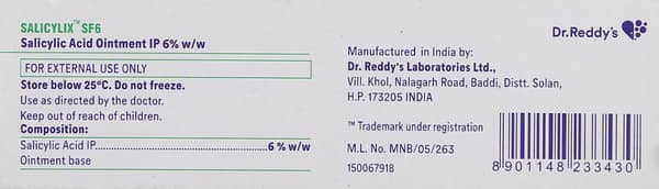 Salicylix Sf 6% Tube Of 50gm Cream