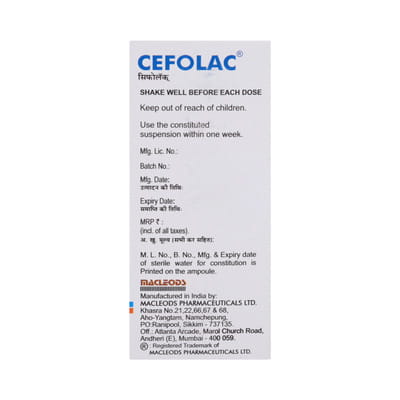 Cefolac 50mg Bottle Of 30ml Suspension