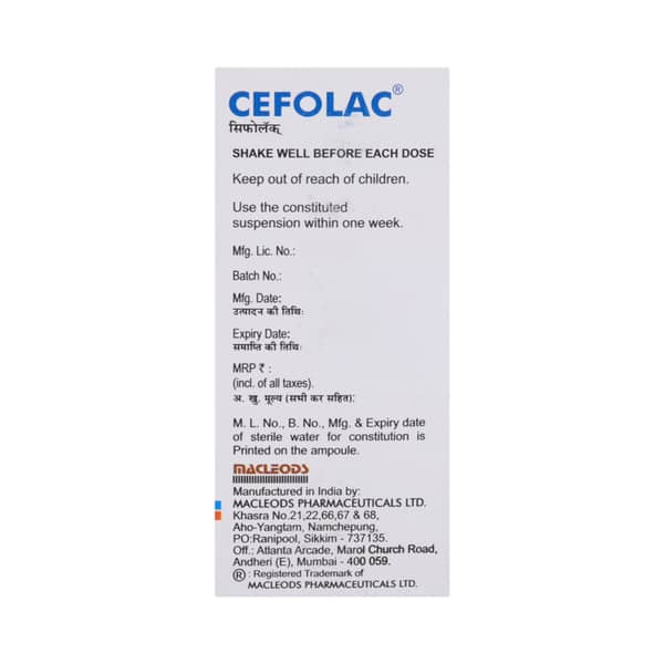 Cefolac 50mg Bottle Of 30ml Suspension