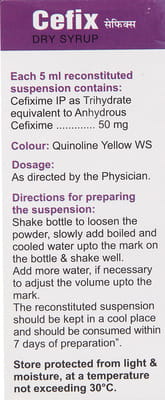 Cefix 50mg Pineapple Flavour Bottle Of 30ml Dry Syrup