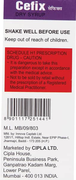 Cefix 50mg Pineapple Flavour Bottle Of 30ml Dry Syrup