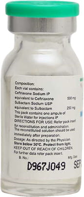 Monocef Sb 500/250mg Dry Vial Of 1 Powder For Injection