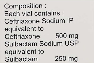 Monocef Sb 500/250mg Dry Vial Of 1 Powder For Injection