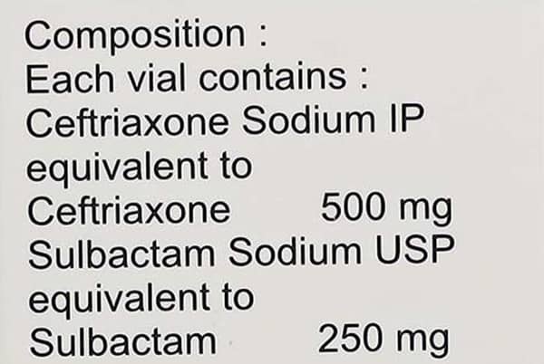 Monocef Sb 500/250mg Dry Vial Of 1 Powder For Injection
